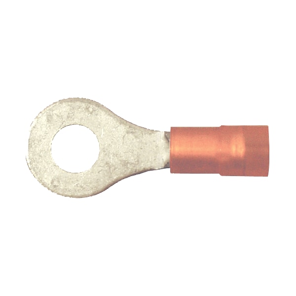 Ring Terminal, 3/8 in Stud Size, 10 AWG, 600 V, Nylon Insulated, Yellow, Crimp Termination Only
